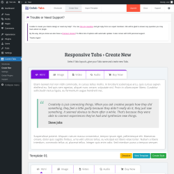Page screenshot: Content Tabs → Create New