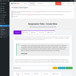 Page screenshot: Content Tabs → Create New