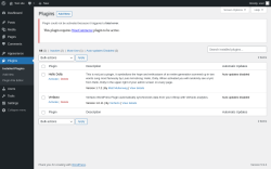 Page screenshot: Plugins &lsaquo; Test site &mdash; WordPress