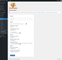 Page screenshot: Settings &rarr; Verowa options