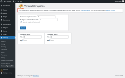 Page screenshot: Settings &rarr; Verowa: Agenda filter