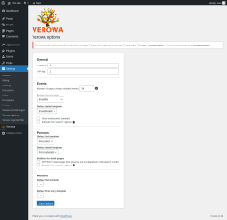 Page screenshot: Settings &rarr; Verowa options