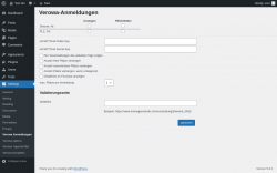 Page screenshot: Settings &rarr; Verowa Anmeldungen