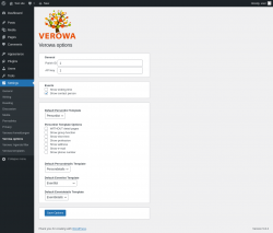 Page screenshot: Settings &rarr; Verowa options