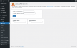 Page screenshot: Settings &rarr; Verowa: Agenda filter