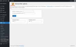 Page screenshot: Settings &rarr; Verowa: Agenda filter