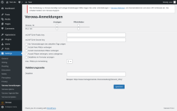 Page screenshot: Settings &rarr; Verowa Anmeldungen