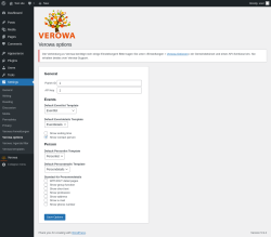 Page screenshot: Settings &rarr; Verowa options