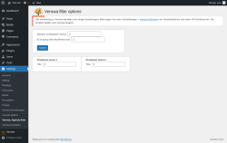 Page screenshot: Settings &rarr; Verowa: Agenda filter