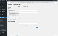 Page screenshot: Settings &rarr; Verowa Anmeldungen