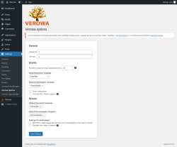 Page screenshot: Settings &rarr; Verowa options