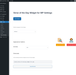 Page screenshot: Settings → Verse of the Day