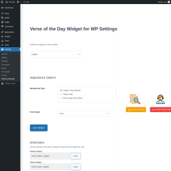 Page screenshot: Settings → Verse of the Day