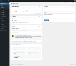 Page screenshot: Dashboard ‹ Test site — WordPress