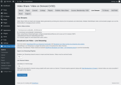 Page screenshot: Video Share VOD → Live Streams