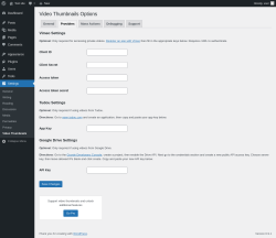 Page screenshot: Settings &rarr; Video Thumbnails &rarr; Providers
