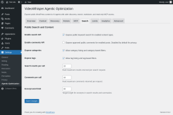 Page screenshot: Settings &rarr; Agentic Optimization &rarr; 
						Search					