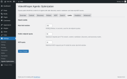 Page screenshot: Settings &rarr; Agentic Optimization &rarr; 
						Limits					