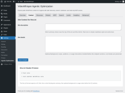 Page screenshot: Settings &rarr; Agentic Optimization &rarr; 
						Context					