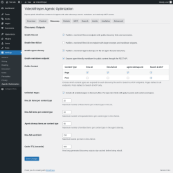 Page screenshot: Settings &rarr; Agentic Optimization &rarr; 
						Discovery					
