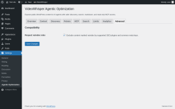 Page screenshot: Settings &rarr; Agentic Optimization &rarr; 
						Advanced					
