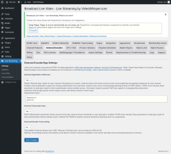 Page screenshot: Live Streaming &rarr; External Encoders