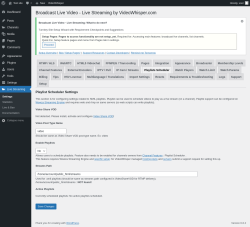 Page screenshot: Live Streaming &rarr; Playlists Scheduler