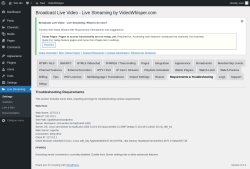 Page screenshot: Live Streaming &rarr; Requirements & Troubleshooting