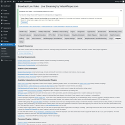 Page screenshot: Live Streaming &rarr; Support