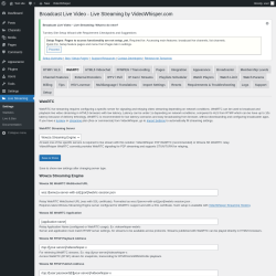 Page screenshot: Live Streaming &rarr; WebRTC
