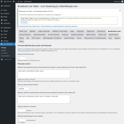 Page screenshot: Live Streaming → Membership Levels