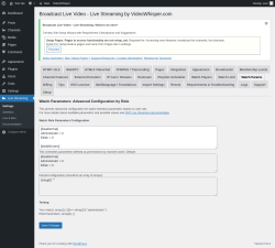 Page screenshot: Live Streaming → Watch Params