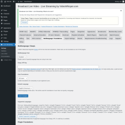 Page screenshot: Live Streaming → Multilanguage / Translations
