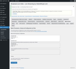Page screenshot: Live Streaming &rarr; Watch Params