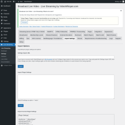 Page screenshot: Live Streaming &rarr; Import Settings