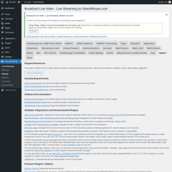 Page screenshot: Live Streaming &rarr; Support