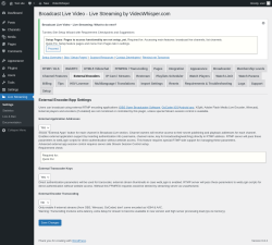 Page screenshot: Live Streaming → External Encoders