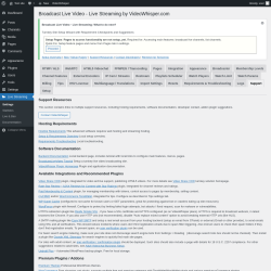 Page screenshot: Live Streaming → Support