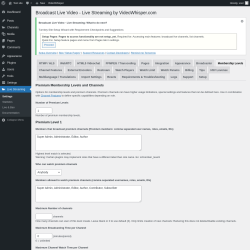 Page screenshot: Live Streaming → Membership Levels