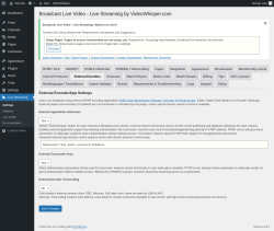 Page screenshot: Live Streaming → External Encoders