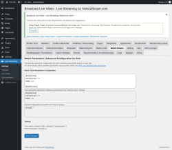 Page screenshot: Live Streaming → Watch Params