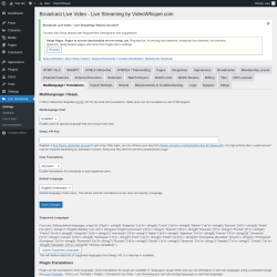 Page screenshot: Live Streaming → Multilanguage / Translations