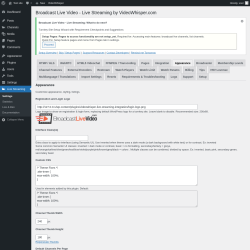 Page screenshot: Live Streaming → Appearance