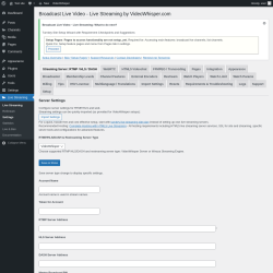 Page screenshot: Live Streaming → Streaming Server: RTMP / HLS / DASH