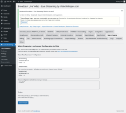 Page screenshot: Live Streaming → Watch Params