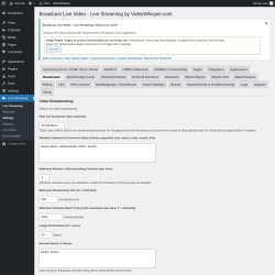 Page screenshot: Live Streaming → Broadcaster