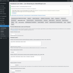 Page screenshot: Live Streaming → Membership Levels