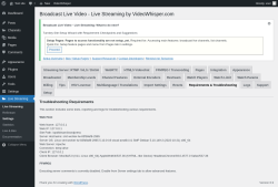 Page screenshot: Live Streaming → Requirements & Troubleshooting