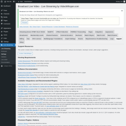 Page screenshot: Live Streaming → Support