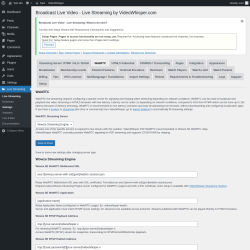 Page screenshot: Live Streaming → WebRTC
